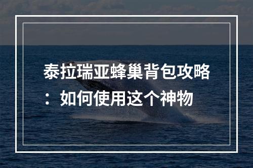 泰拉瑞亚蜂巢背包攻略：如何使用这个神物