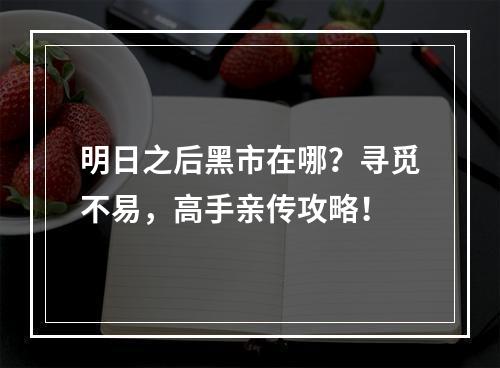 明日之后黑市在哪？寻觅不易，高手亲传攻略！