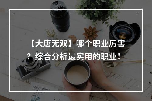 【大唐无双】哪个职业厉害？综合分析最实用的职业！