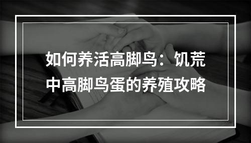 如何养活高脚鸟：饥荒中高脚鸟蛋的养殖攻略