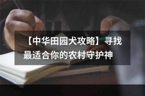 【中华田园犬攻略】寻找最适合你的农村守护神