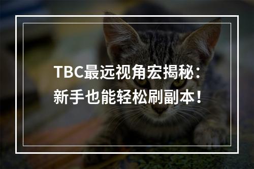 TBC最远视角宏揭秘：新手也能轻松刷副本！