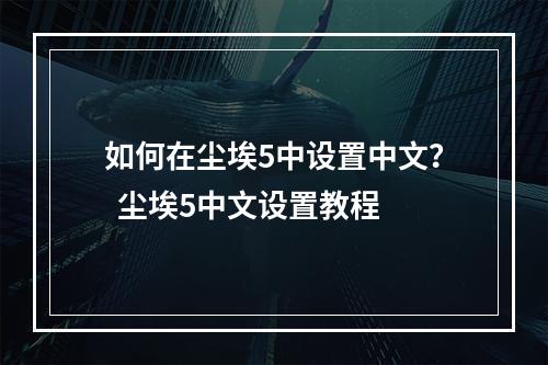 如何在尘埃5中设置中文？  尘埃5中文设置教程