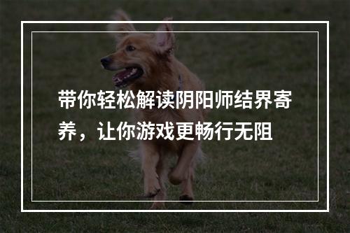 带你轻松解读阴阳师结界寄养，让你游戏更畅行无阻