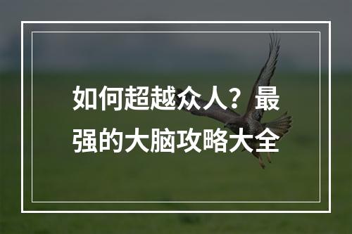 如何超越众人？最强的大脑攻略大全