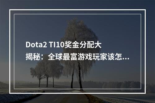 Dota2 TI10奖金分配大揭秘：全球最富游戏玩家该怎么分奖金？