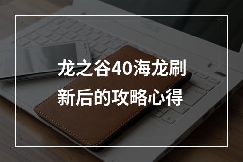 龙之谷40海龙刷新后的攻略心得