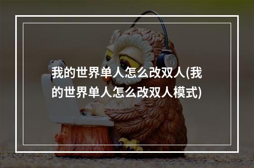 我的世界单人怎么改双人(我的世界单人怎么改双人模式)