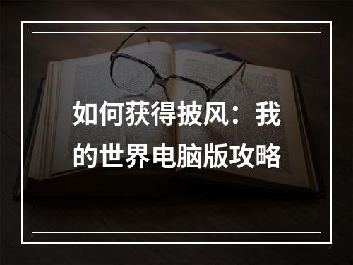 如何获得披风：我的世界电脑版攻略