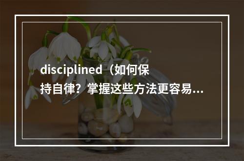 disciplined（如何保持自律？掌握这些方法更容易实现你的目标！）