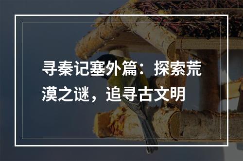 寻秦记塞外篇：探索荒漠之谜，追寻古文明