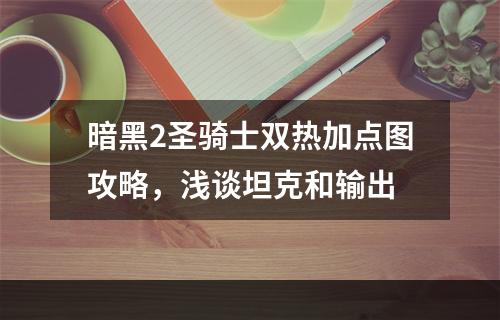 暗黑2圣骑士双热加点图攻略，浅谈坦克和输出