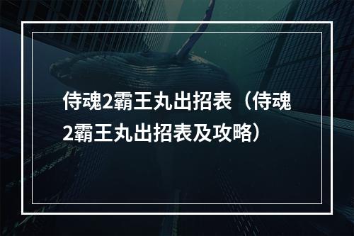 侍魂2霸王丸出招表（侍魂2霸王丸出招表及攻略）