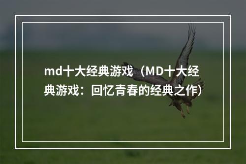 md十大经典游戏（MD十大经典游戏：回忆青春的经典之作）