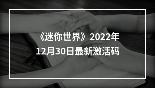 《迷你世界》2022年12月30日最新激活码