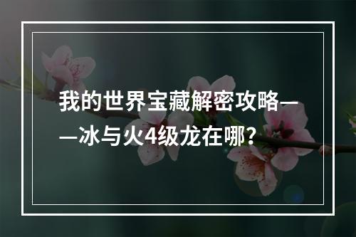 我的世界宝藏解密攻略——冰与火4级龙在哪？