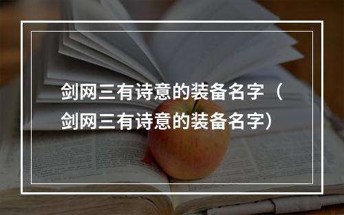 剑网三有诗意的装备名字（剑网三有诗意的装备名字）