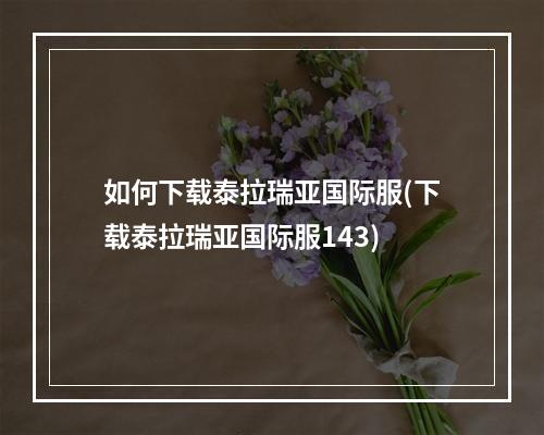 如何下载泰拉瑞亚国际服(下载泰拉瑞亚国际服143)