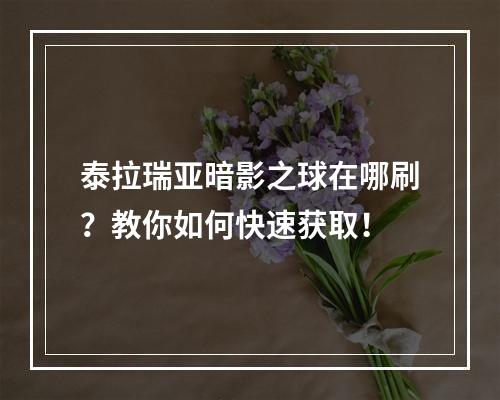 泰拉瑞亚暗影之球在哪刷？教你如何快速获取！