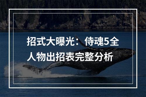 招式大曝光：侍魂5全人物出招表完整分析