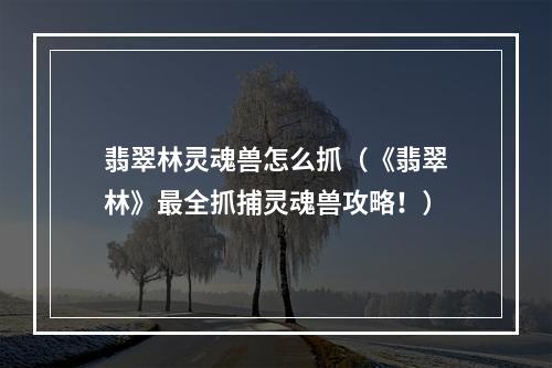 翡翠林灵魂兽怎么抓（《翡翠林》最全抓捕灵魂兽攻略！）