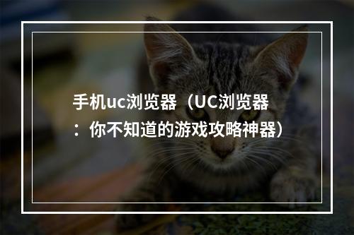 手机uc浏览器（UC浏览器：你不知道的游戏攻略神器）