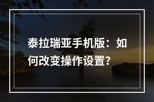 泰拉瑞亚手机版：如何改变操作设置？