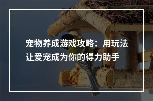 宠物养成游戏攻略：用玩法让爱宠成为你的得力助手