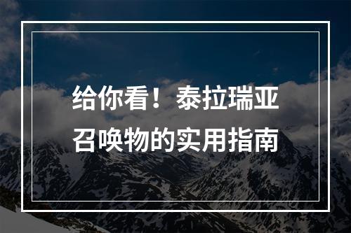 给你看！泰拉瑞亚召唤物的实用指南