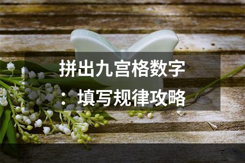 拼出九宫格数字：填写规律攻略