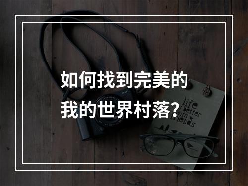 如何找到完美的我的世界村落？