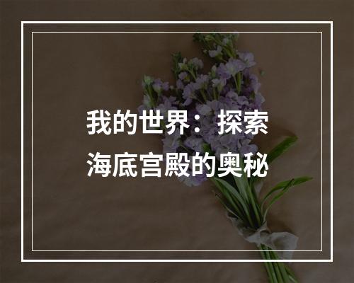 我的世界：探索海底宫殿的奥秘