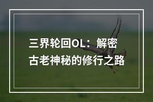 三界轮回OL：解密古老神秘的修行之路