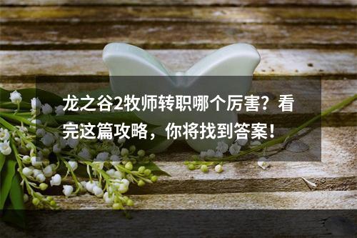 龙之谷2牧师转职哪个厉害？看完这篇攻略，你将找到答案！