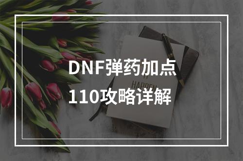 DNF弹药加点110攻略详解