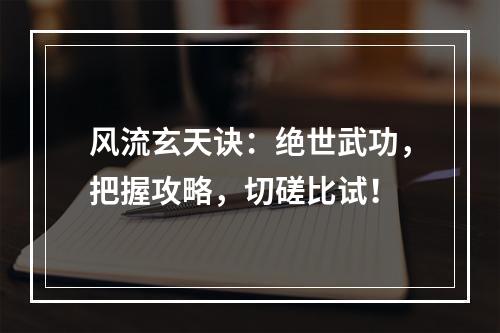 风流玄天诀：绝世武功，把握攻略，切磋比试！