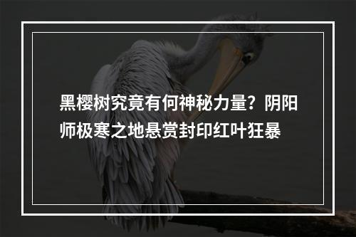 黑樱树究竟有何神秘力量？阴阳师极寒之地悬赏封印红叶狂暴