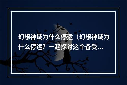 幻想神域为什么停运（幻想神域为什么停运？一起探讨这个备受关注的话题！）