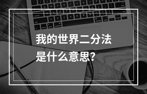 我的世界二分法是什么意思？