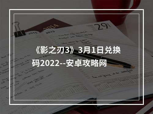 《影之刃3》3月1日兑换码2022--安卓攻略网