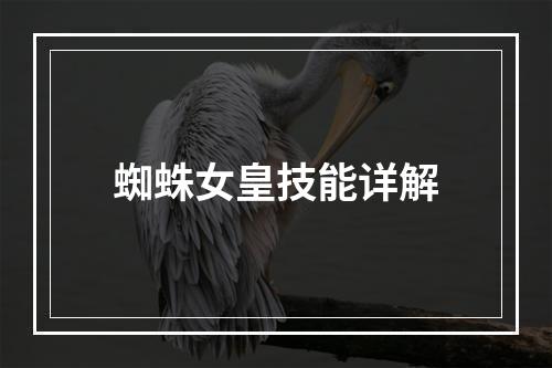 蜘蛛女皇技能详解