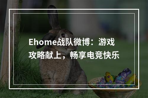 Ehome战队微博：游戏攻略献上，畅享电竞快乐