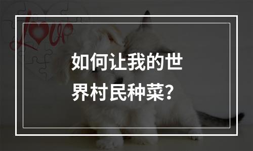 如何让我的世界村民种菜？