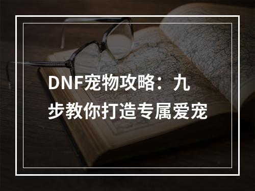 DNF宠物攻略：九步教你打造专属爱宠