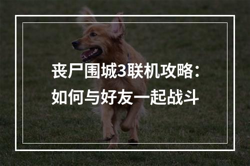 丧尸围城3联机攻略：如何与好友一起战斗