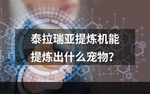 泰拉瑞亚提炼机能提炼出什么宠物？