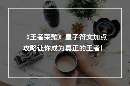 《王者荣耀》皇子符文加点攻略让你成为真正的王者!