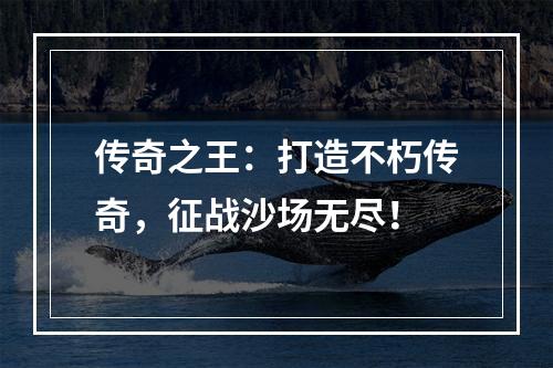 传奇之王：打造不朽传奇，征战沙场无尽！