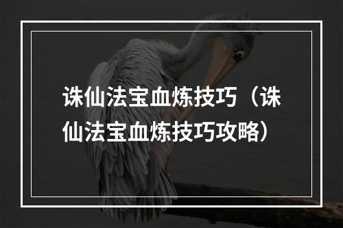 诛仙法宝血炼技巧（诛仙法宝血炼技巧攻略）