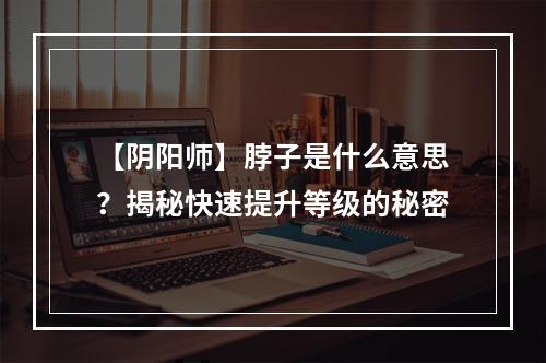 【阴阳师】脖子是什么意思？揭秘快速提升等级的秘密